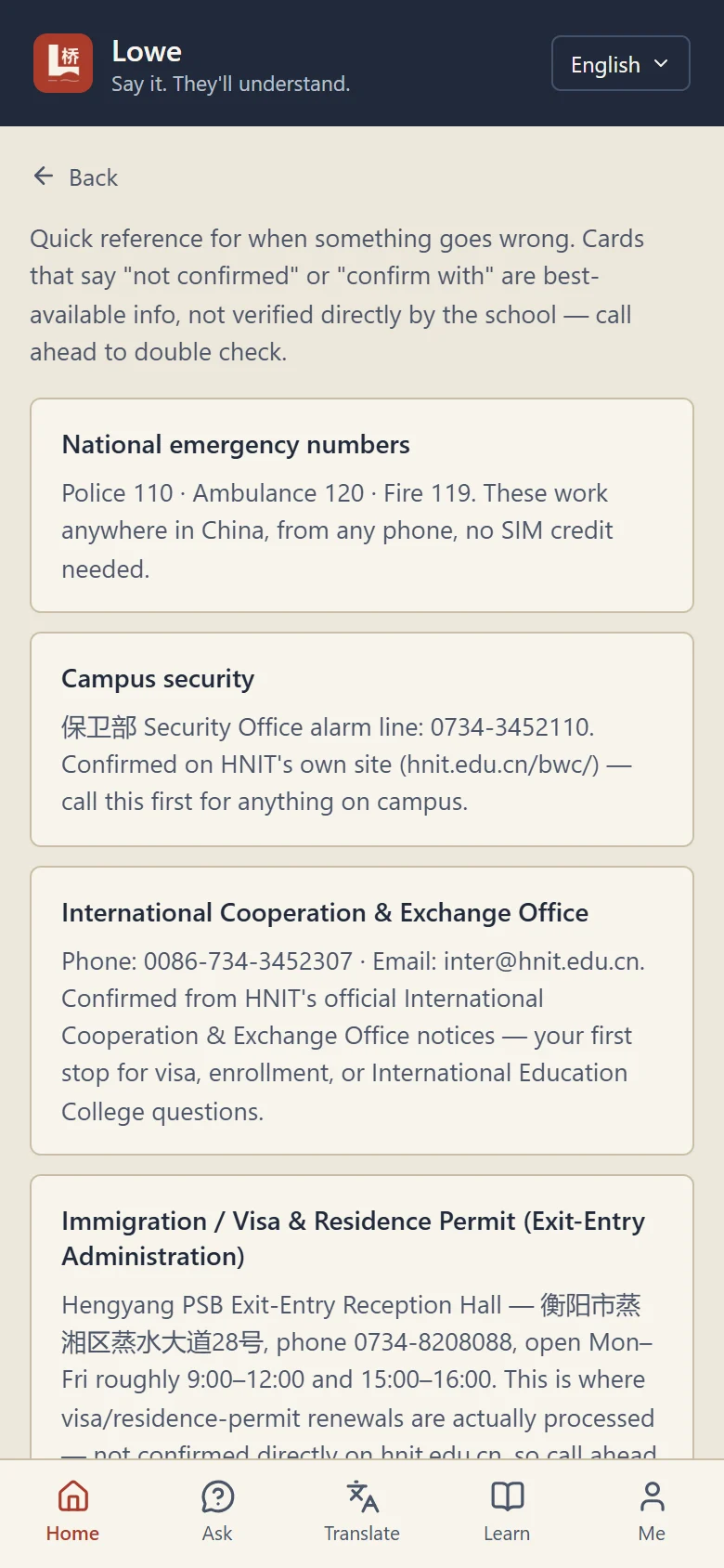 Safety and emergency